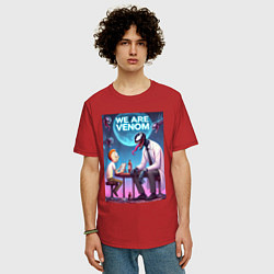 Футболка оверсайз мужская Беседа Морти с Риком-Веномом - нейроарт фантазия, цвет: красный — фото 2
