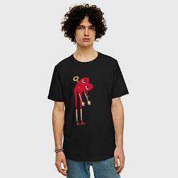 Футболка оверсайз мужская Сердечко-мальчик, цвет: черный — фото 2