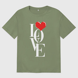 Футболка оверсайз мужская Love - big heart, цвет: авокадо