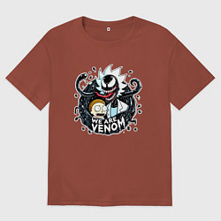 Футболка оверсайз мужская Morty and Rick-Venom - meme, цвет: кирпичный