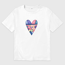 Футболка оверсайз мужская Сердечко - мозаика, цвет: белый