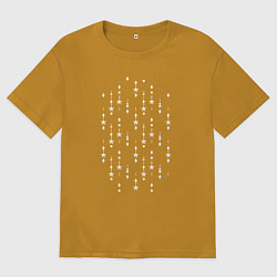 Футболка оверсайз мужская Паттерн цепочки звёздочки белые, цвет: горчичный