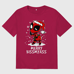 Футболка оверсайз мужская Deadpool - merry kiss my ass, цвет: маджента