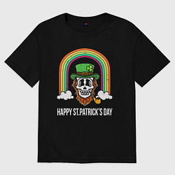 Футболка оверсайз мужская Happy St Patricks day - skull, цвет: черный