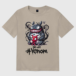 Футболка оверсайз мужская Totoro-Venom and Spider-man, цвет: миндальный