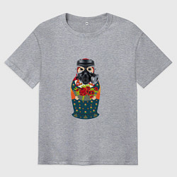 Футболка оверсайз мужская Матрёшка в противогазе, цвет: меланж