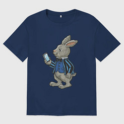 Футболка оверсайз мужская Деловой зайчик, цвет: тёмно-синий