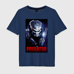 Футболка оверсайз мужская Predator in the helmet, цвет: тёмно-синий