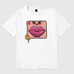 Футболка оверсайз мужская Smile and lips, цвет: белый