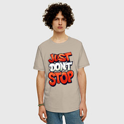 Футболка оверсайз мужская Just dont stop, цвет: миндальный — фото 2