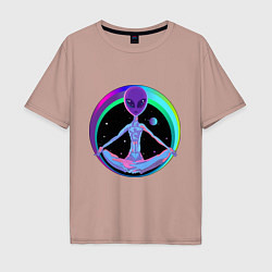 Футболка оверсайз мужская Alien Peace, цвет: пыльно-розовый