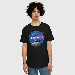Футболка оверсайз мужская Space delorean, цвет: черный — фото 2