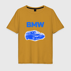 Футболка оверсайз мужская Blue bmw, цвет: горчичный