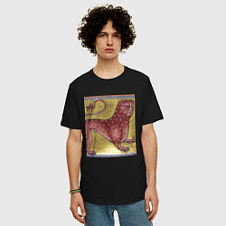 Футболка оверсайз мужская Страдающее средневековье зверек мем, цвет: черный — фото 2