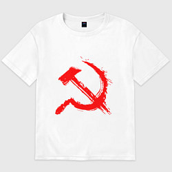 Футболка оверсайз мужская Sickle and hammer red paint, цвет: белый