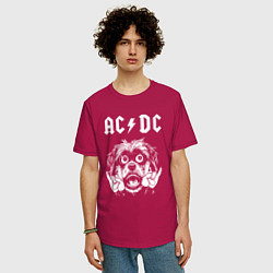 Футболка оверсайз мужская AC DC rock dog, цвет: маджента — фото 2