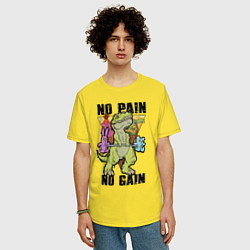 Футболка оверсайз мужская T Rex GYM - no pain no gain, цвет: желтый — фото 2