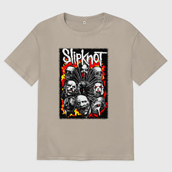 Мужская футболка оверсайз Слипкнот огненный