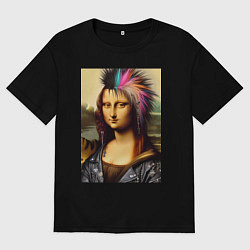 Футболка оверсайз мужская Mona Lisa - punks not dead, цвет: черный