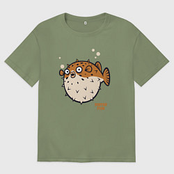 Футболка оверсайз мужская Рыбка фугу, цвет: авокадо