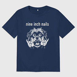 Футболка оверсайз мужская Nine Inch Nails rock dog, цвет: тёмно-синий
