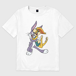 Футболка оверсайз мужская Bugs Bunny - Lola Bunny, цвет: белый