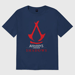 Футболка оверсайз мужская Assassins Creed Shadows - badge, цвет: тёмно-синий
