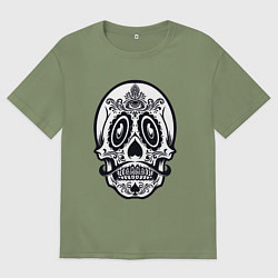 Футболка оверсайз мужская Skull Mexico, цвет: авокадо