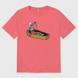 Футболка оверсайз мужская Death pizza, цвет: коралловый