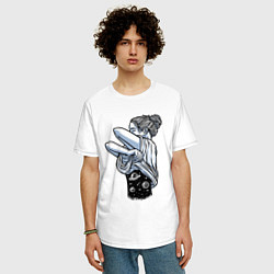 Футболка оверсайз мужская Космическая красотка, цвет: белый — фото 2