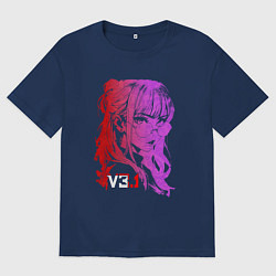 Футболка оверсайз мужская Девушка в градиенте, цвет: тёмно-синий