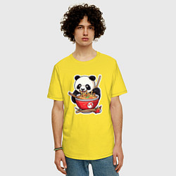 Футболка оверсайз мужская Панда - сладкий поедатель лапши, цвет: желтый — фото 2