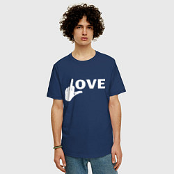 Футболка оверсайз мужская Love - fuck, цвет: тёмно-синий — фото 2