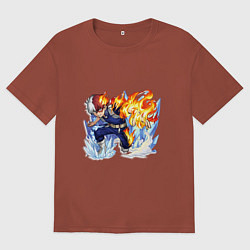 Футболка оверсайз мужская Моя геройская академия Шото студент, цвет: кирпичный