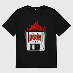 Футболка оверсайз мужская Дискета с думом, цвет: черный