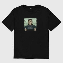 Футболка оверсайз мужская Supernatural - Дин мугшот Дженсен Эклс, цвет: черный