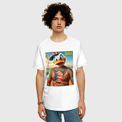 Футболка оверсайз мужская Donald Duck Trump - meme, цвет: белый — фото 2
