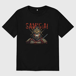 Футболка оверсайз мужская Самурай в доспехах, цвет: черный