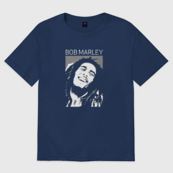 Футболка оверсайз мужская Bob Marley abstract portrait, цвет: тёмно-синий