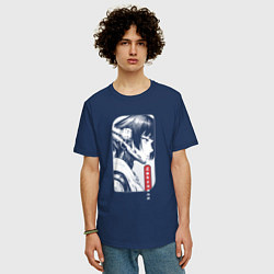 Футболка оверсайз мужская Девушка-хакер, цвет: тёмно-синий — фото 2
