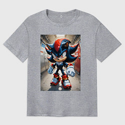 Футболка оверсайз мужская Ежик Шедоу стоит в коридоре, цвет: меланж