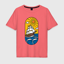 Футболка оверсайз мужская Sunny ship, цвет: коралловый