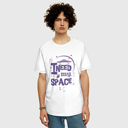 Футболка оверсайз мужская I need my space, цвет: белый — фото 2
