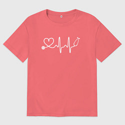 Мужская футболка оверсайз Сердцебиение лайнарт