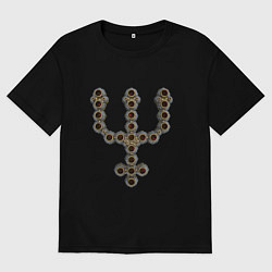 Футболка оверсайз мужская Astrological symbol planet neptune metal antique, цвет: черный