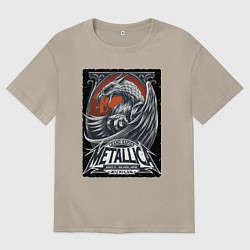 Футболка оверсайз мужская Metallica - Michigan playbill Grand rapids, цвет: миндальный