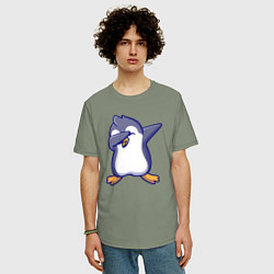 Футболка оверсайз мужская Dab penguin, цвет: авокадо — фото 2