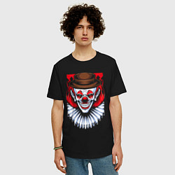 Футболка оверсайз мужская Клоун в шляпе, цвет: черный — фото 2