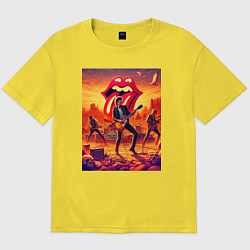 Футболка оверсайз мужская Rolling Stones - outdoor performance, цвет: желтый