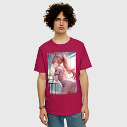 Футболка оверсайз мужская Медсестричка, цвет: маджента — фото 2